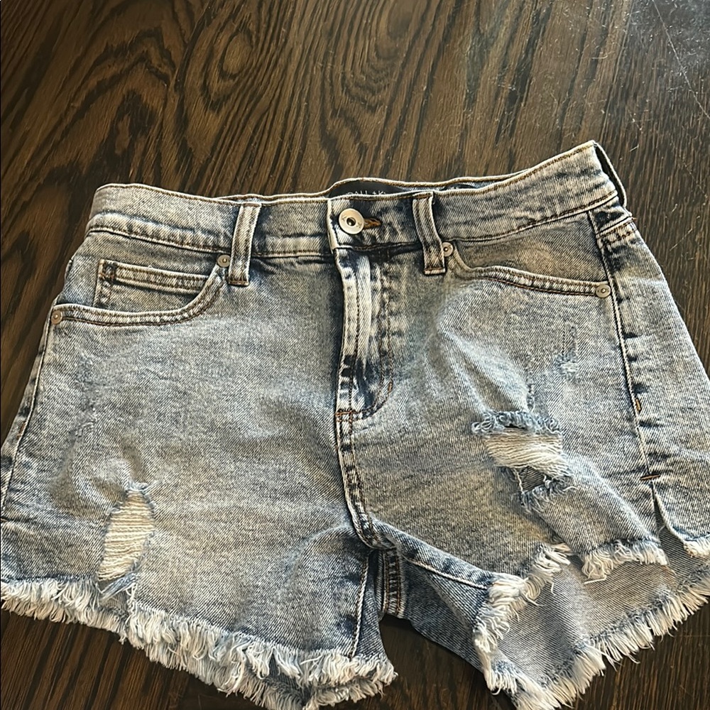 Kendall & Kylie Blue Jean Shorts Distressed Frayed